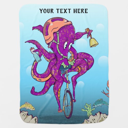 Octopus Riding a unicycle Baby Blanket