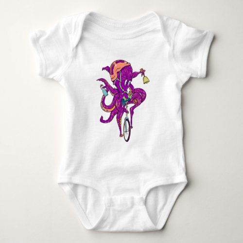 Octopus riding a unicycle baby bodysuit