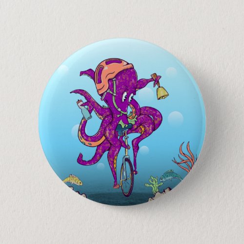 Octopus Riding a unicycle Button