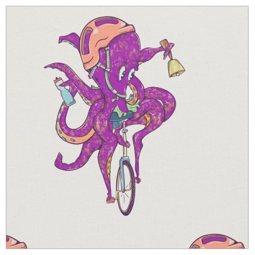 Octopus riding a unicycle fabric