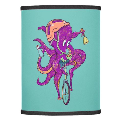 Octopus riding a unicycle lamp shade