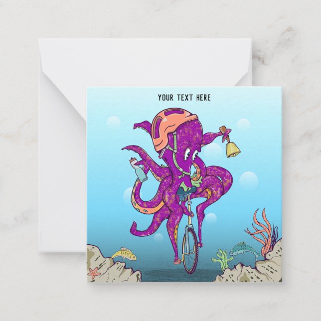 Octopus Riding a unicycle Note Card (Front)