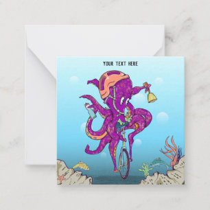 Octopus Riding a unicycle Note Card