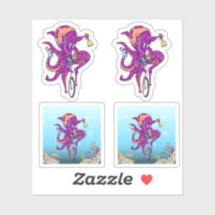 Octopus Riding a unicycle Sticker