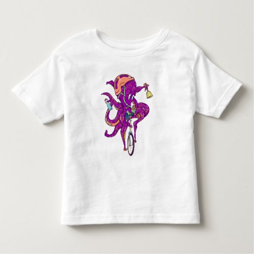 Octopus riding a unicycle toddler t_shirt