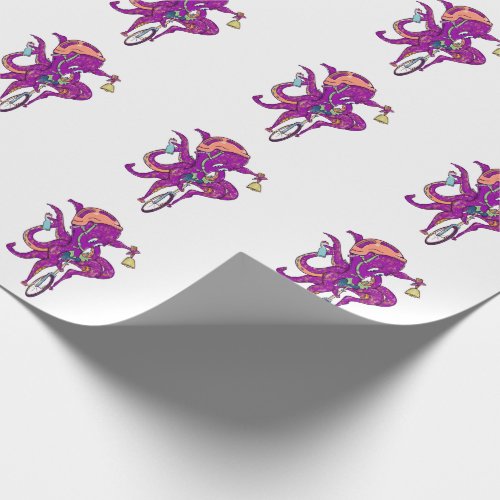 Octopus riding a unicycle wrapping paper