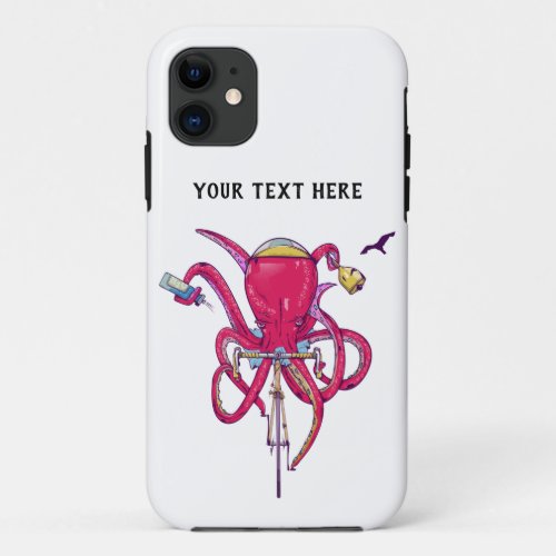 Octopus riding road bike iPhone 11 case