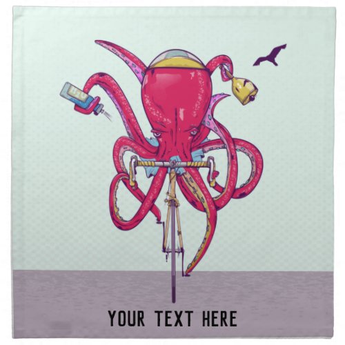 Octopus riding road bike cloth napkin