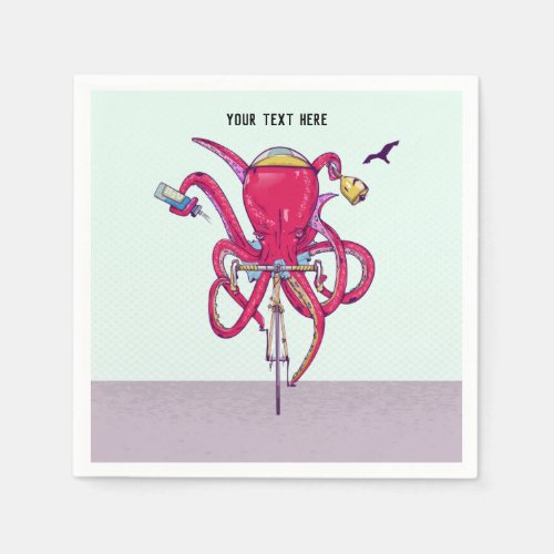 Octopus riding road bike napkins