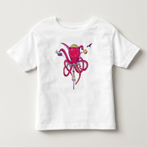 Octopus riding road bike toddler t_shirt