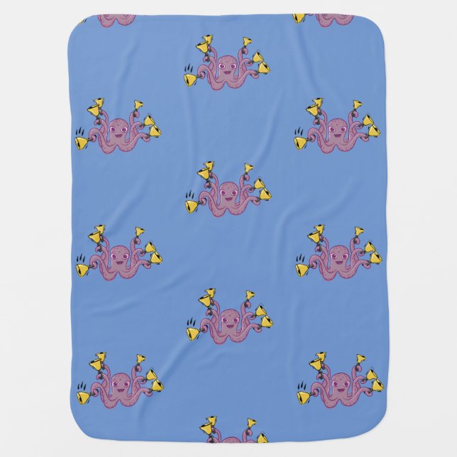 Octopus Ringing Handbells Cartoon Baby Blanket (Front)