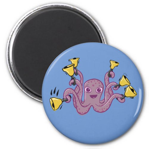 Octopus Ringing Handbells Cartoon Magnet