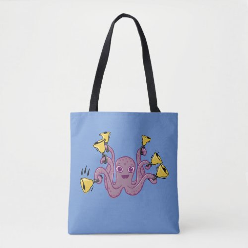 Octopus Ringing Handbells Cartoon Tote Bag