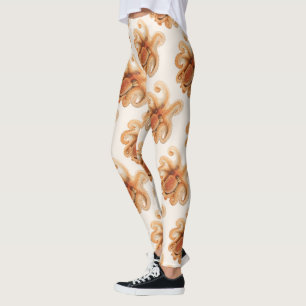 Octopus Salutii, Vintage Marine Aquatic Animals Leggings
