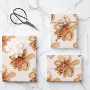 Octopus Salutii, Vintage Marine Aquatic Animals Wrapping Paper Sheets