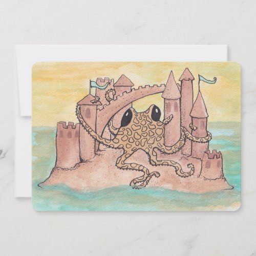 Octopus  Sandcastle Birthday Invitation