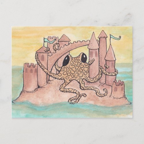 Octopus  Sandcastle Postcard