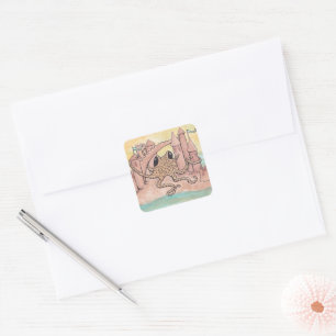 Octopus & Sandcastle Square Sticker