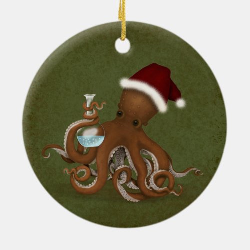 Octopus Scientist Steampunk Vintage Inspired Ceramic Ornament