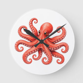 Octopus Sea Life Ocean Animal Design Round Clock