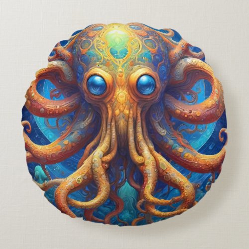 Octopus Sea Life Round Pillow