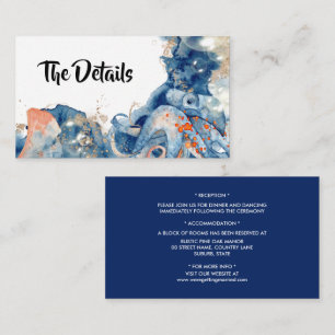 Octopus sea mammals navy blue orange details enclosure card