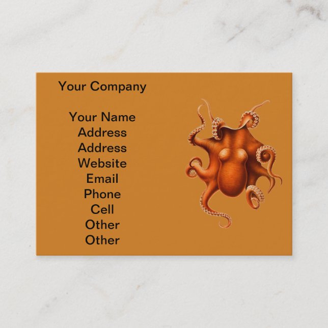 Octopus Sea Monster Creature Cephalapod Vintage Business Card (Front)