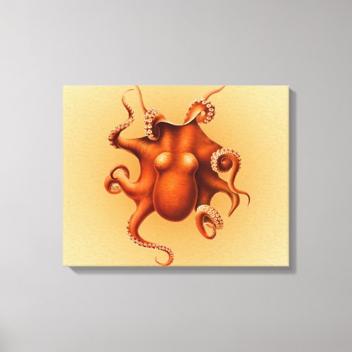 Octopus Sea Monster Creature Cephalapod Vintage Canvas Print