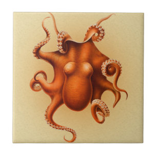 Octopus Sea Monster Creature Cephalapod Vintage Ceramic Tile