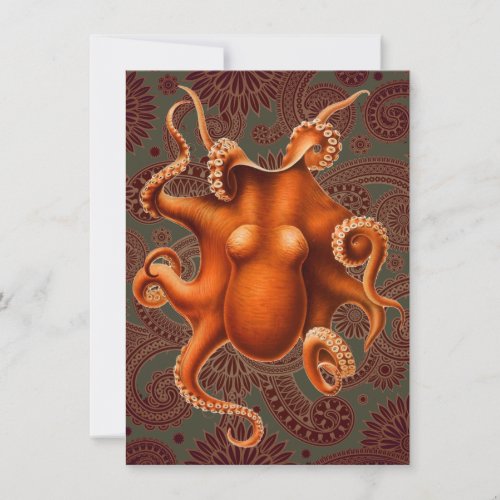 Octopus Sea Monster Creature Cephalapod Vintage Invitation