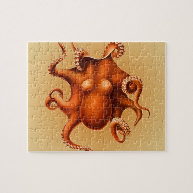 Octopus Sea Monster Creature Cephalapod Vintage Jigsaw Puzzle (Horizontal)