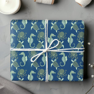 Octopus, Seahorse and Turtle Wrapping Paper