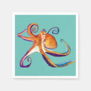 Octopus sealife watercolor art napkins