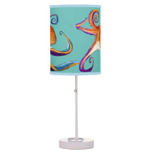 Octopus sealife watercolor art table lamp (Front)