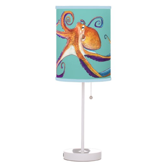 Octopus sealife watercolor art table lamp (Left)