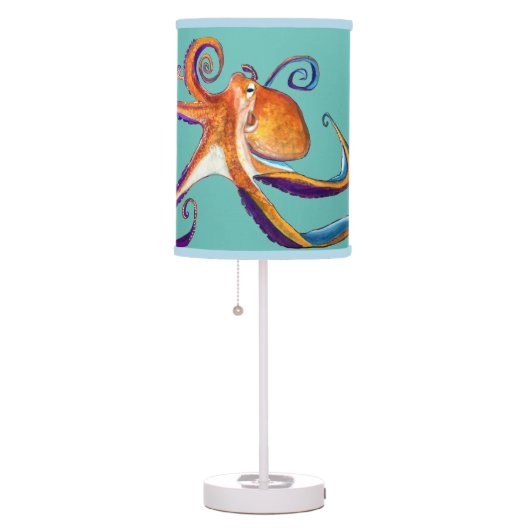 Octopus sealife watercolor art table lamp (Right)