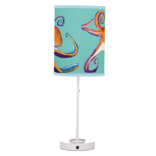 Octopus sealife watercolor art table lamp (Back)