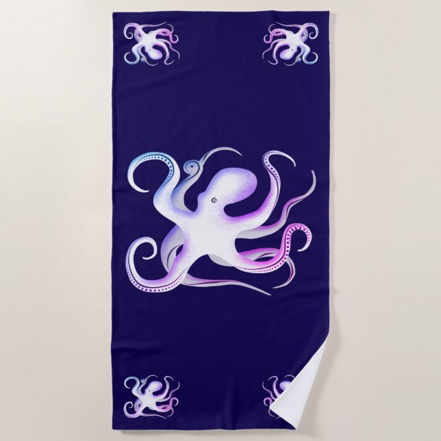 Octopus Silhouette Beach Towel (Front)