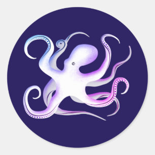 Octopus Silhouette Classic Round Sticker