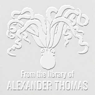 Octopus Silhouette Sea #2 Library Book Name Embosser