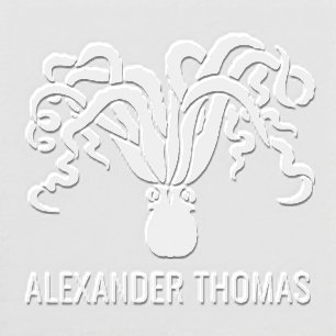 Octopus Silhouette Sea Life Name Return Address #2 Embosser