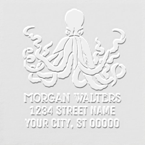 Octopus Silhouette Sea Life Name Return Address Embosser