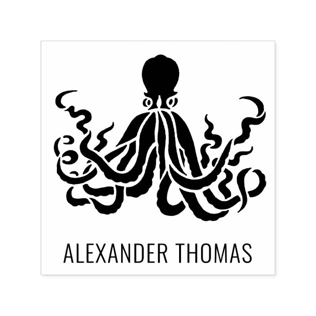 Octopus Silhouette Sea Life Name Self-inking Stamp (Design)