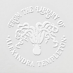 Octopus Silhouette Sea Round Library #3 Book Name Embosser