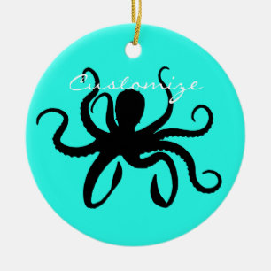 Octopus Silhouette Thunder_Cove Ceramic Ornament
