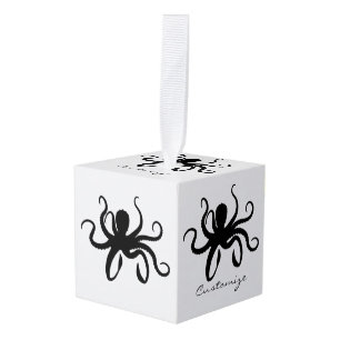 Octopus Silhouette Thunder_Cove Classic Cube Ornament