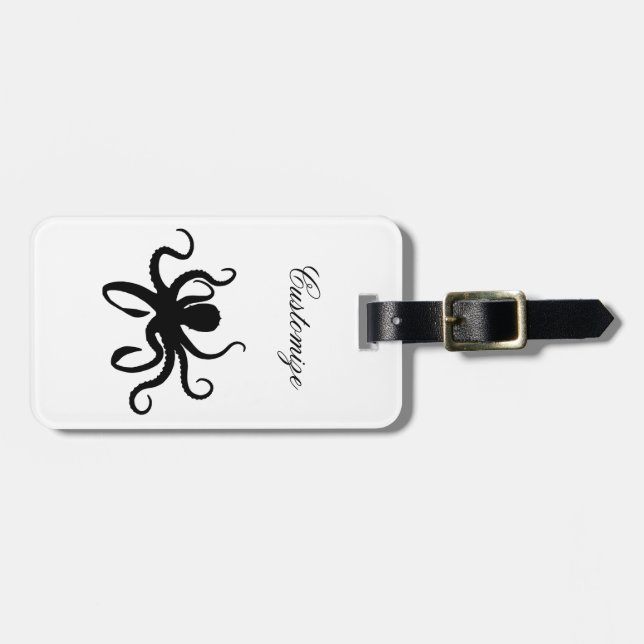 Octopus Silhouette Thunder_Cove Luggage Tag (Front Horizontal)