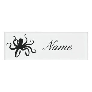 Octopus Silhouette Thunder_Cove Name Tag