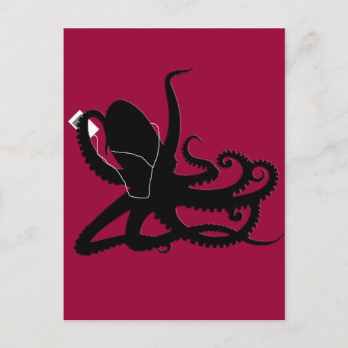 Octopus Sillouette MP3 Adverisement Spoof Postcard