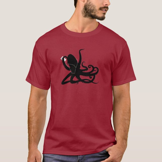Octopus Sillouette MP3 Adverisement Spoof T-Shirt (Front)